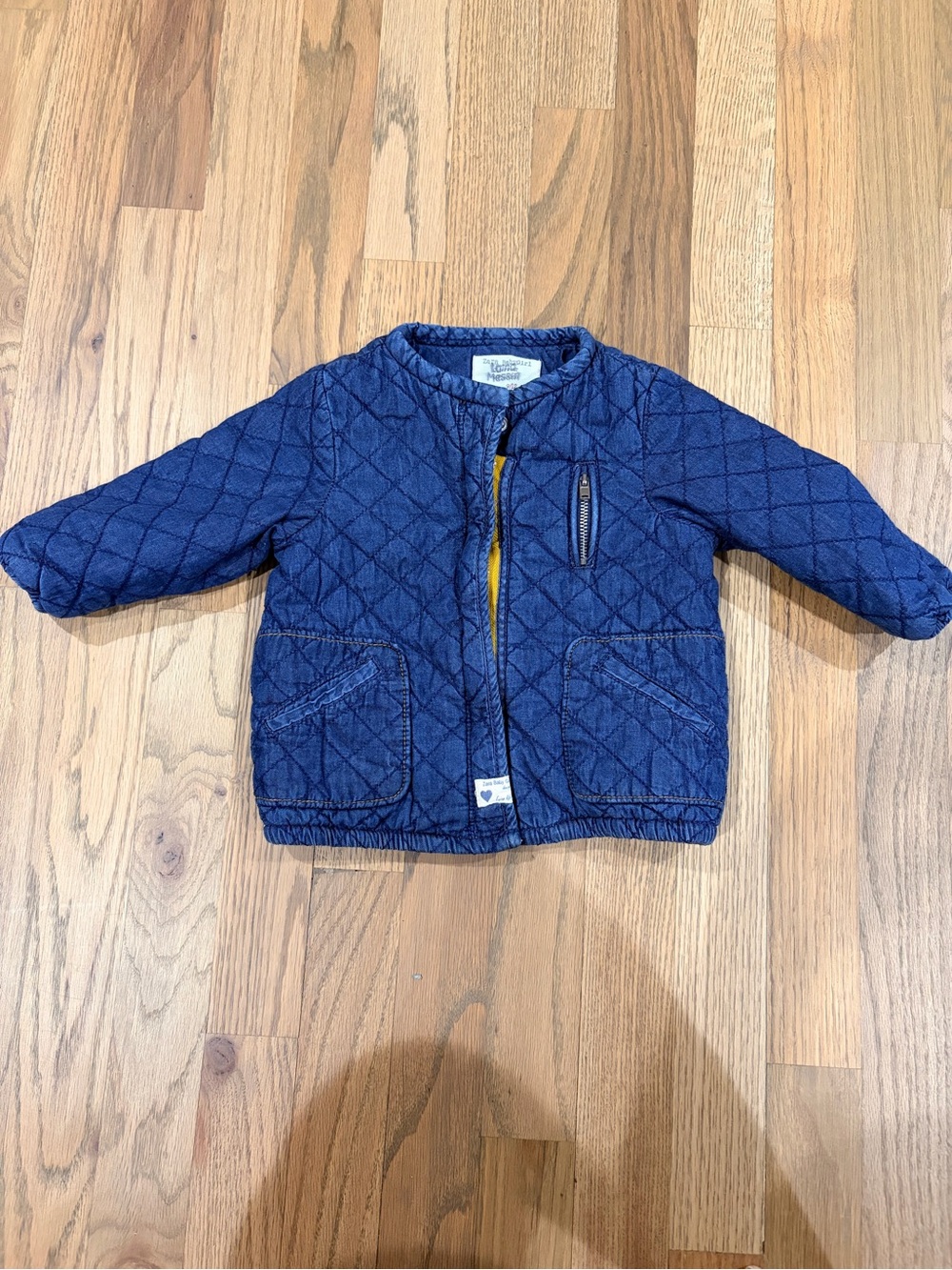 Zara baby girl quilted denim jacket with sherpa lining